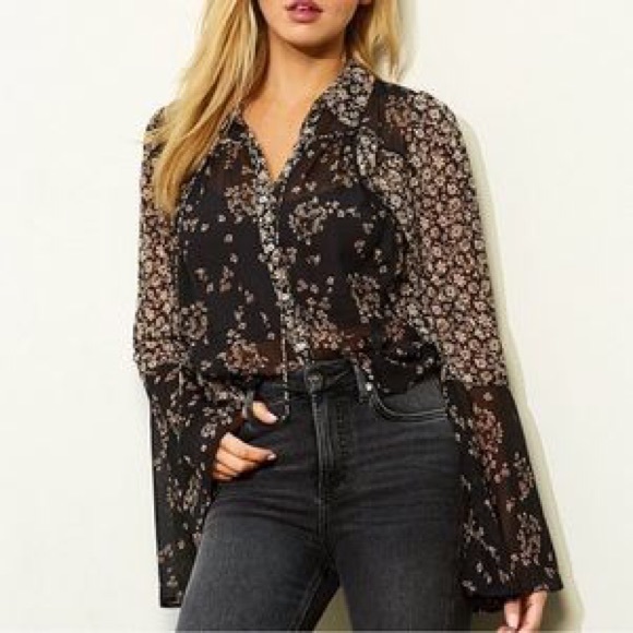 Free People Tops - Women’s Free People Serena Boho floral button front blouse size XS
